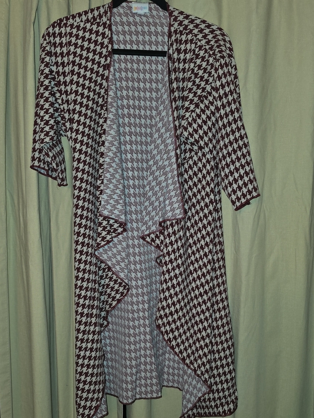 LuLaRoe Brown & White Houndstooth Open-Front Cardigan